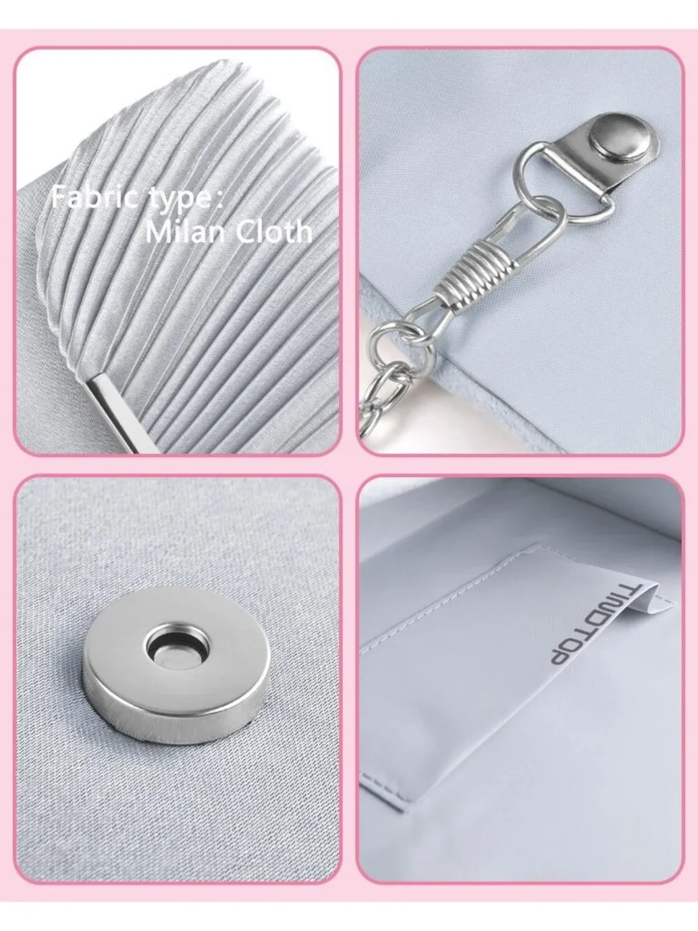 Women's Silver Clutch Purse Evening Envelope Wedding Crossbody Shoulder Bag